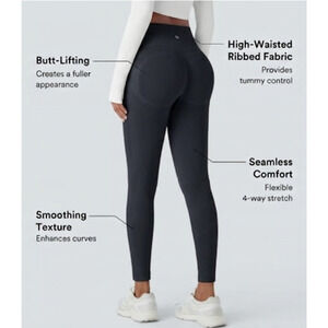 Halara Seamless 7/8 Yoga Leggings, Large, High Waist Tummy Control Butt Lifting